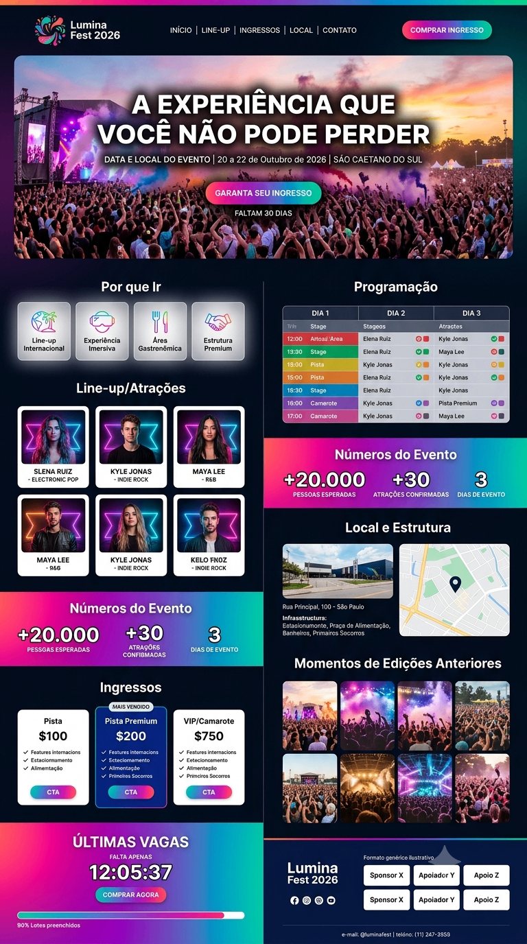 Landing page — Lumina Fest